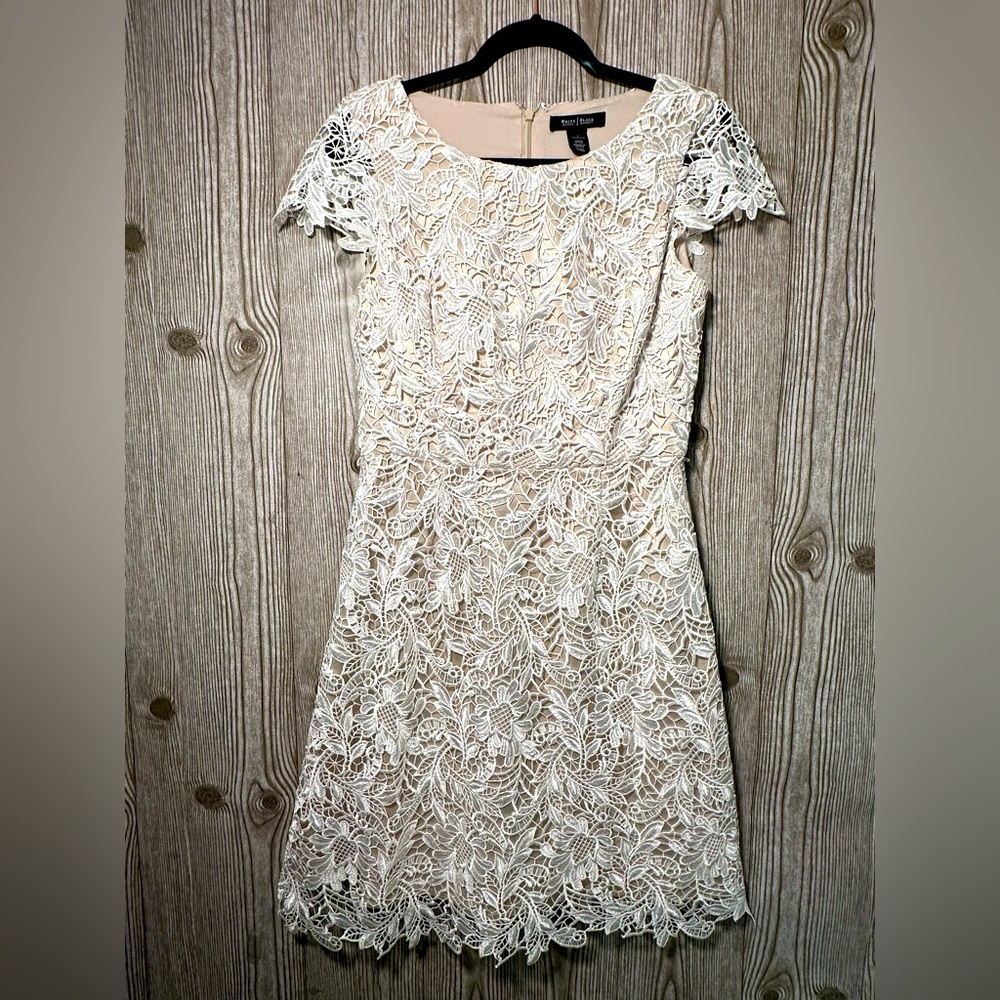 White House Black Market Cream Lace Midi Dress
